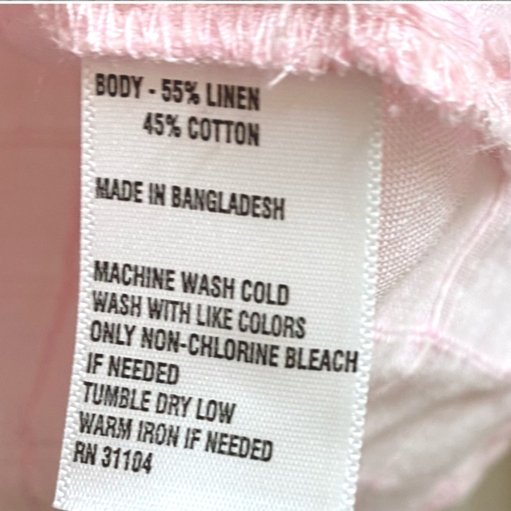 Kim Rogers Curvy 2X Pink Button front V-neck Pintuck Yoke Linen Blend Blouse - Picture 10 of 10